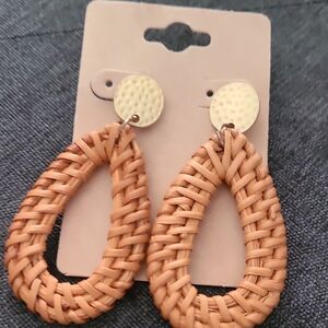 Elegant Woven Tan Earrings